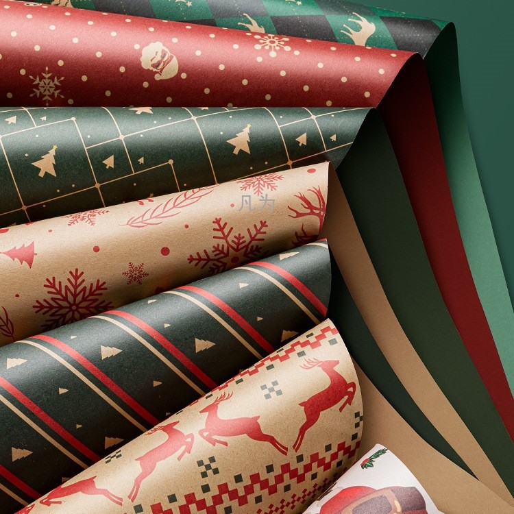 Christmas Gift Wrapping Paper Kraft Paper Birthday Gift Paper Size Gift Box Paper Boys Plus Ribbon Kidsren Can