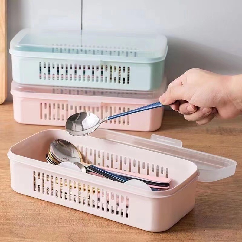 Household kitchen chopsticks draining chopsticks cage dustproof chopsticks box with lid commercial restaurant chopsticks spoon Fork storage box