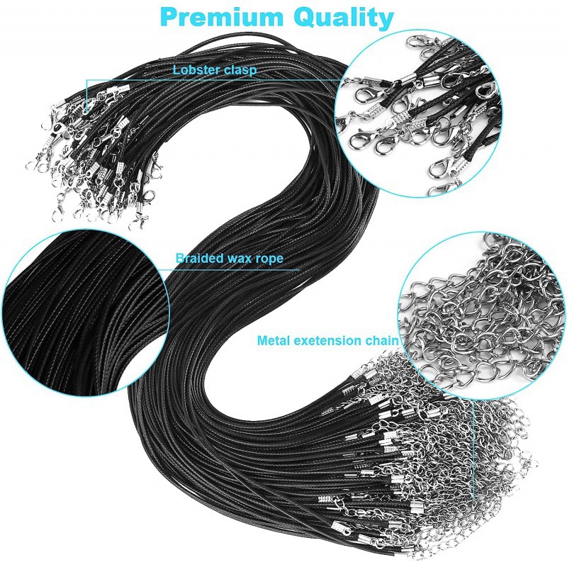 Lobster Clasp 1.5mm Korean Wax Rope Necklace Rope DIY Jewelry Accessories Material Pendant Leather Rope Extension Chain