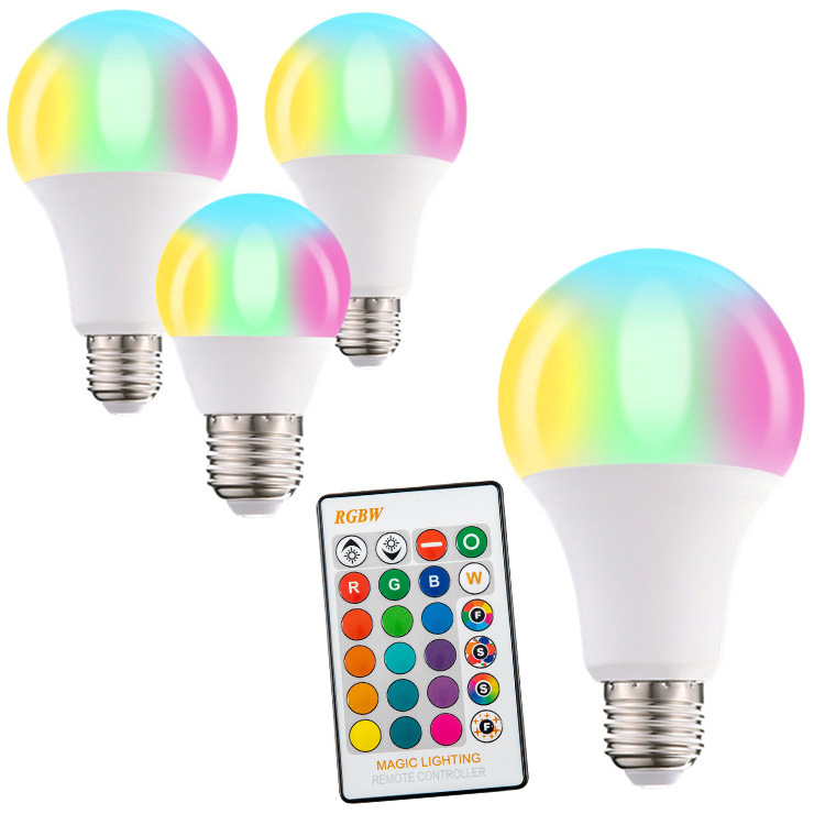Led Light Bulb E27 Screw Base Plastic-Coated Aluminum Bulb Rgb Dimmable Remote Control with Memory Dimmable Remote Control Dimming