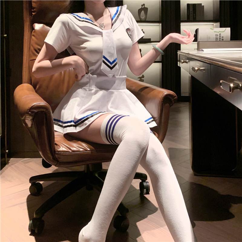 Sexy Pure Jk Student Outfit Sailor Uniform Pure Desire Petite Student Hot Girl Qqny White Short Skirt Suit
