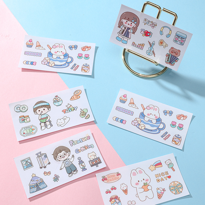 Hand account sticker goo card cute cartoon waterproof transparent sticker girl plastic cup stationery Cup sticker wholesale