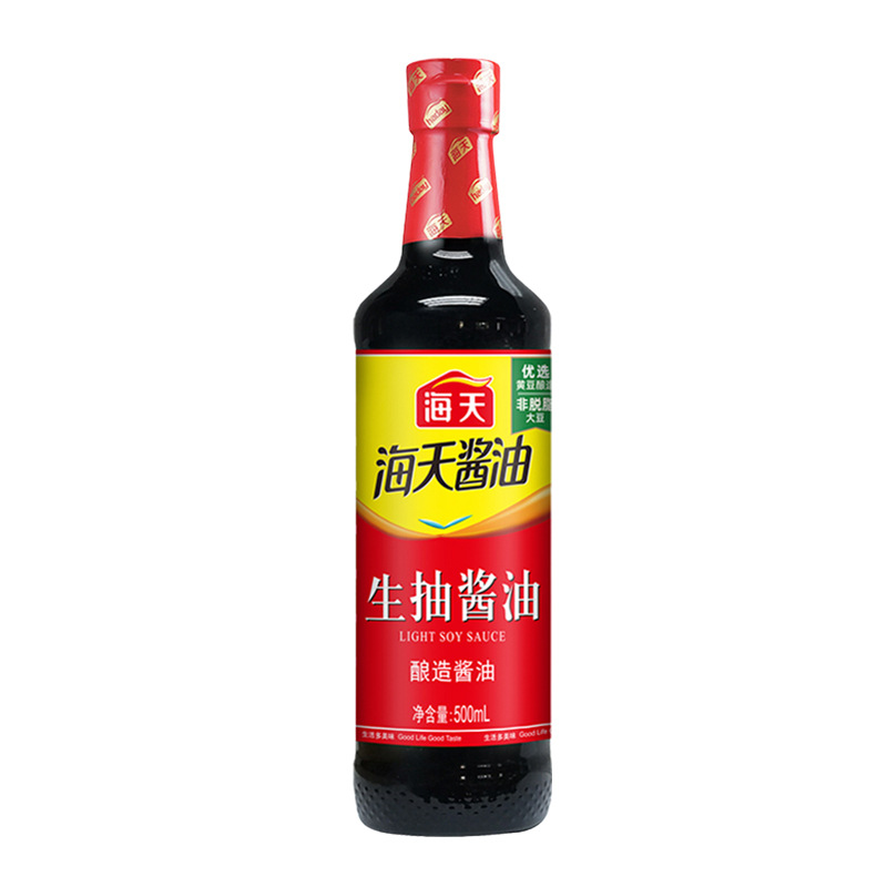 Haitian Light Soy Sauce 500ml Brewed Soy Sauce for Cold Dishes, Stir-Fry, Hot Pot, Dipping Sauce, Seasoning, Family Pack for Home Use