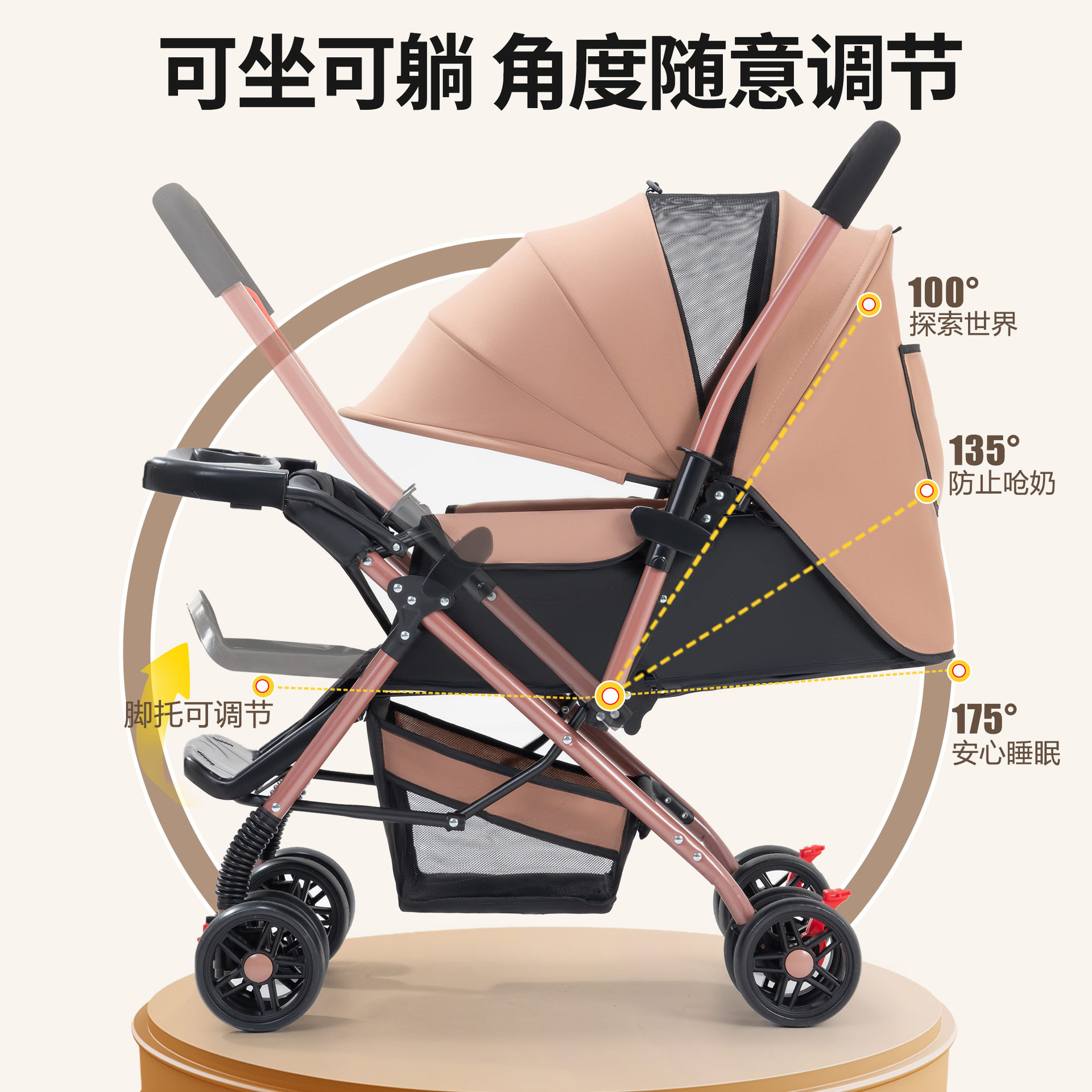Two-Way Baby Stroller Can Sit, Lie Down, Foldableable, Lightweight Stroller with High View, 0-3 Year Old Stroller, Dropshipping