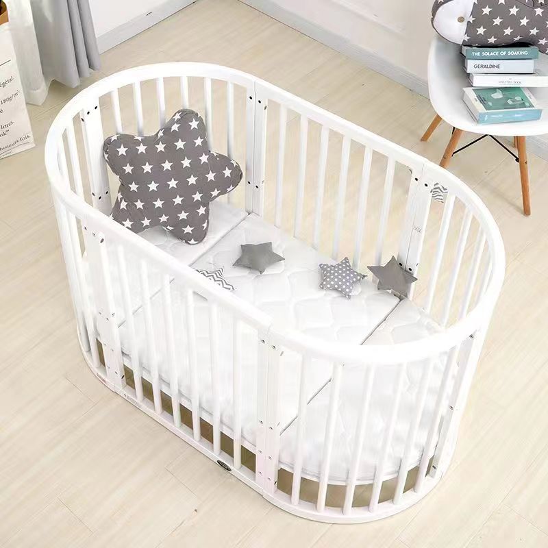 White Crib Oval Bed Children's Splicing Bed Can be Layable Learning Table Sofa Bed Children's Game Bed