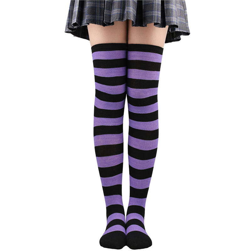 Cool Striped Socks for Women, Long Over-The-Knee Socks, Gaming Style, High Tube, Dark Japanese Punk Trendy Jk