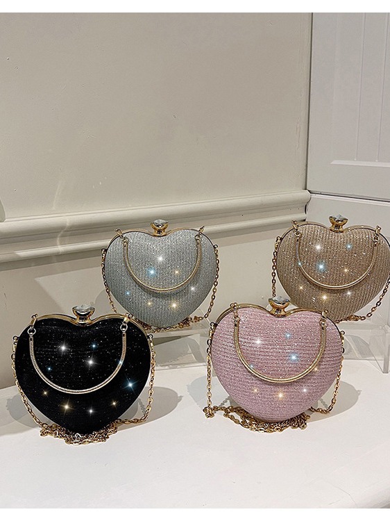 New Classy Dinner Banquet Bag Texture Cute Heart-shaped Small Bag Versatile Chain Bag Dinner Bag Manufacturer
