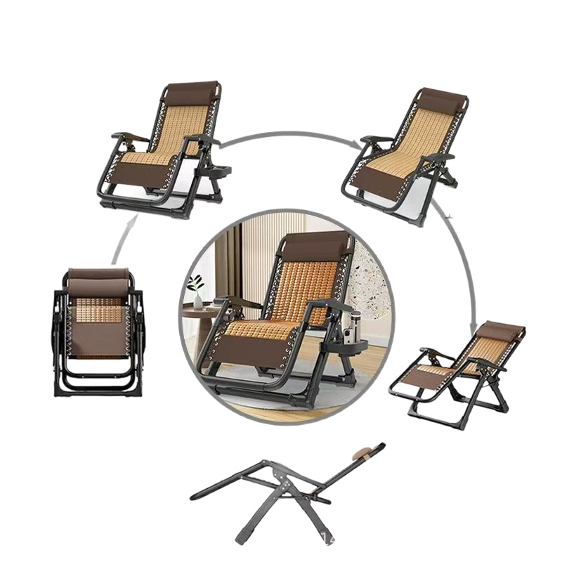 Summer Bamboo Folding Lounge Chair for Nap, Mahjong, Sitting, Sleeping, Home Leisure Balcony, Elderly Backrest, Office