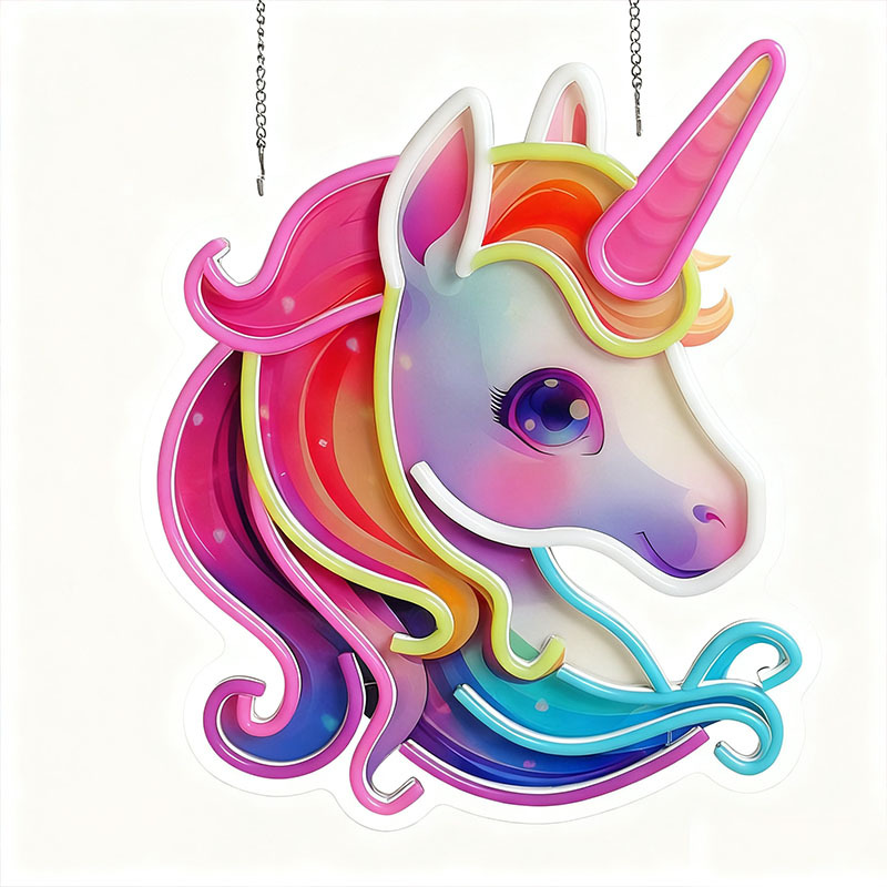 Ins Style Colorful Unicorn Neon Light Popular Kidsren's Room Decoration Atmosphere Light Creative Shape Hanging Light