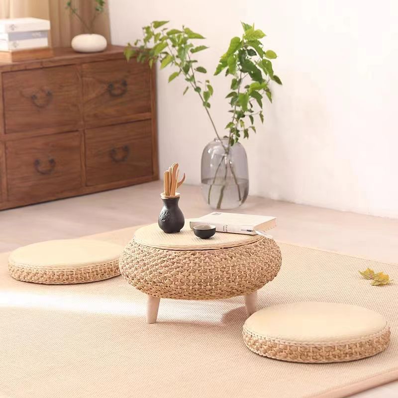 Tatami-Style Trendy Coffee Table for Bay Window, Small Table, Kang Table for Bedroom, Simple Home Use, Low Table for Windowsill, Rattan Woven with Storage