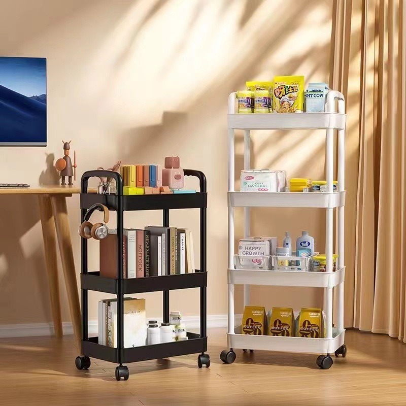 Trolley Storage Rack Multi-layer Living Room Household Bedroom Kitchen Storage Rack Snacks Mobile Floor-standing Bookshelf