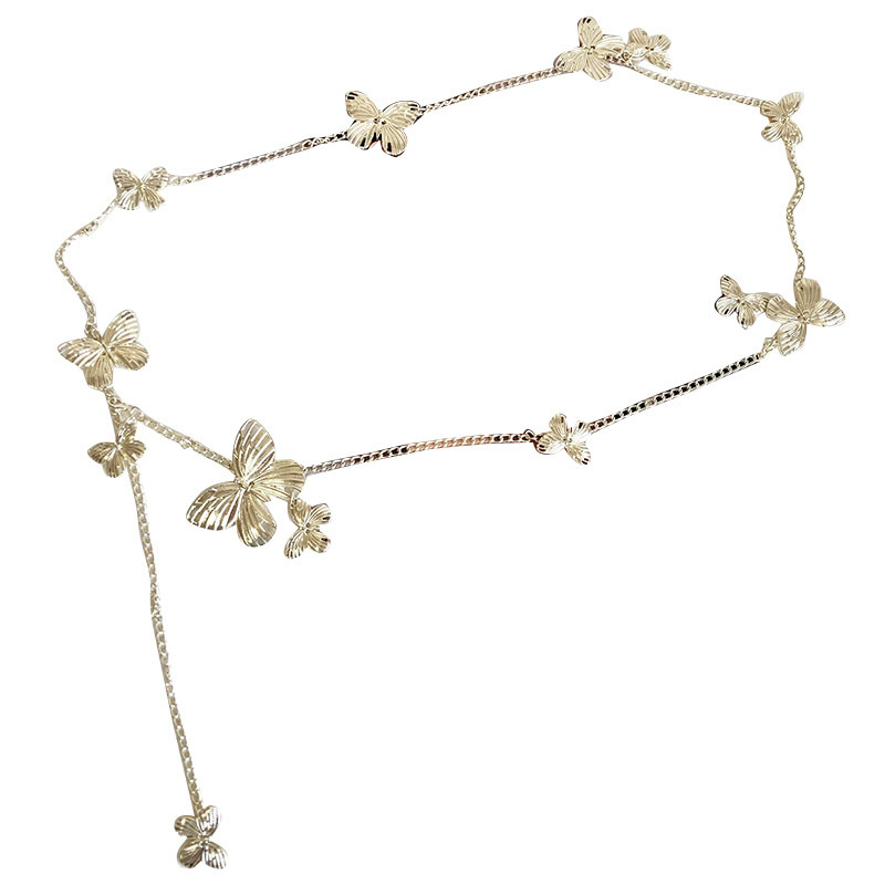 Retro Metal Butterfly Waist Chain Niche Design High-End Necklace Multi-Functional Body Chain Popular Girdle Accessories