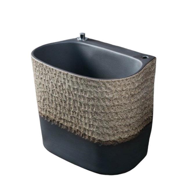 Outdoor Mop Sink Integrated Elevated Balcony Mop Sink for Home Bathroom Courtyard Rectangular Ceramic Sink Floor Basin