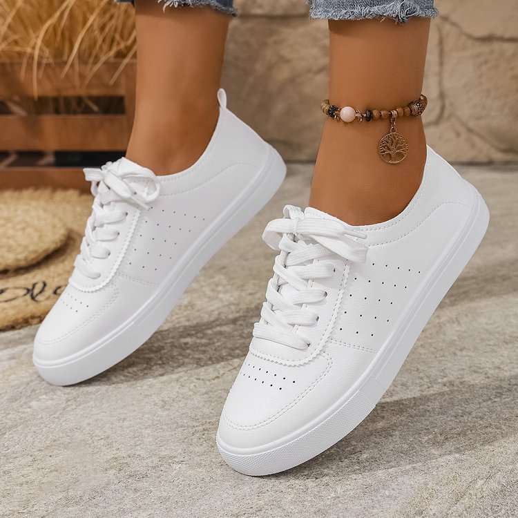 Flat-Soled Moral Training Shoes for Women 2025 New Spring and Summer Retro Niche Versatile Sports Sneakers Fashionable Casual White Shoes