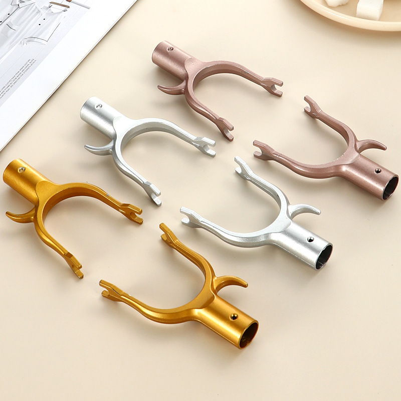Factory wholesale 16mm tube clothes pole connector aluminum alloy clothes fork head accessories hanging clothes fork thickened multi-color optional