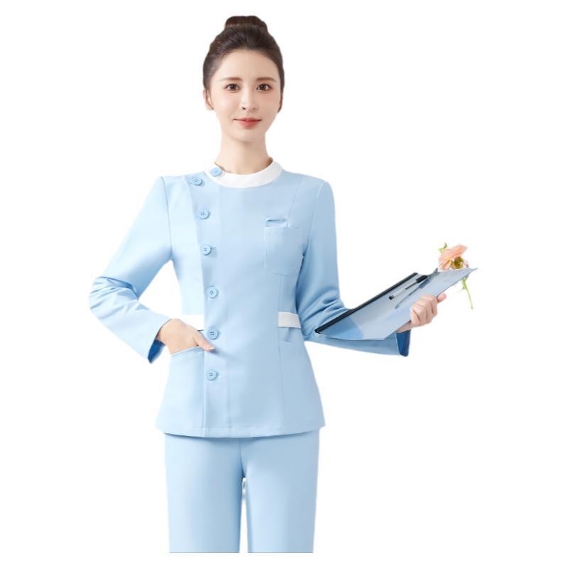 High-End Korean Medical Beauty Dental Clinic Beauty Work Clothes Women's Spring and Autum Long-Sleeved Nurse Uniforms Split Suit