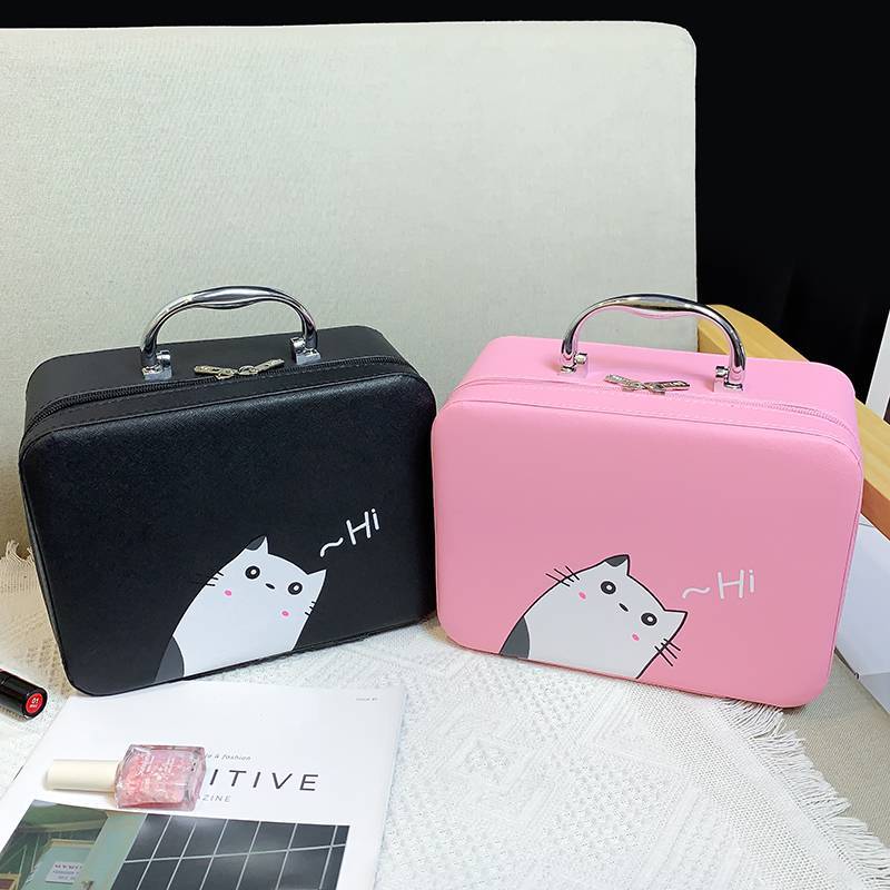 Manufacturer Wholesale Cartoon Cat Portable Cosmetic Case Portable Large Capacity Storage Bag High-Value Cosmetic Case