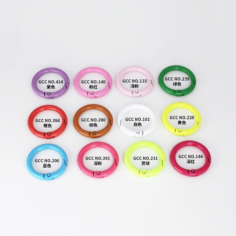 Colorful Spring Ring Zinc Alloy Spray Paint Baked Paint Ring Keychain Open Ring Handmade Accessories Bag Buckle Wholesale