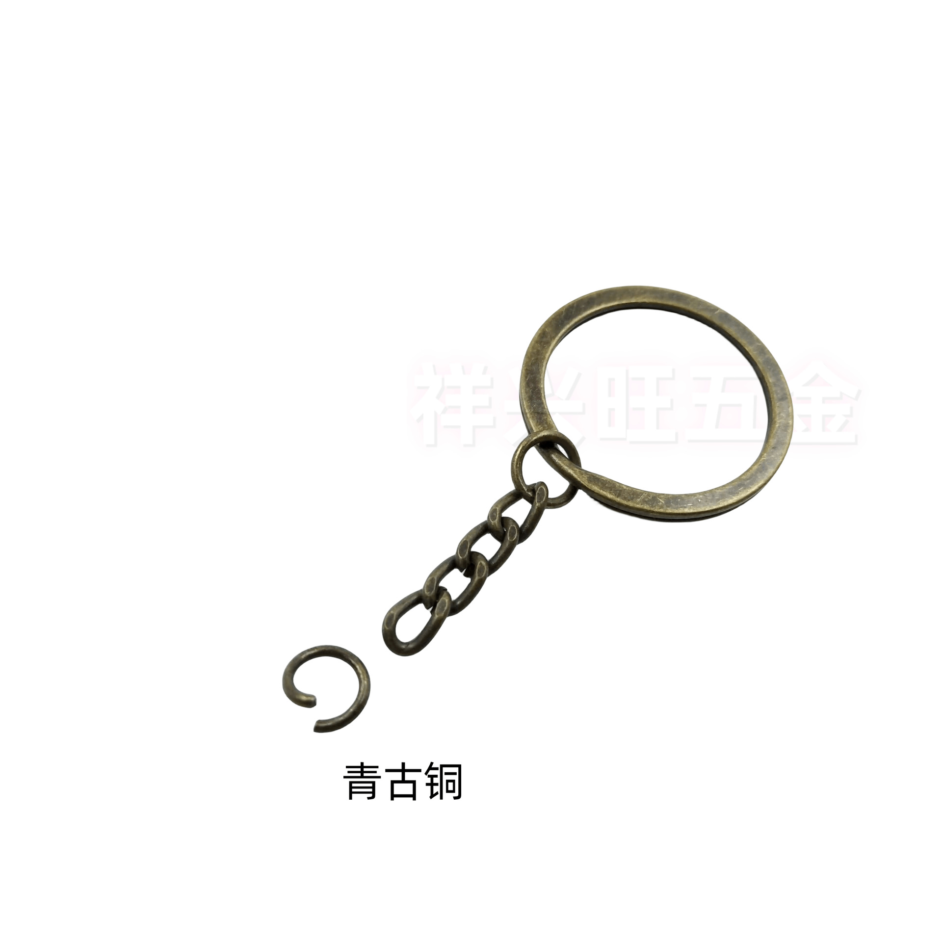 Spot Direct Sales Flat Ring Clip Chain Flat Ring Plus Chain DIY Keychain Jewelry Accessories Key Ring Pendant