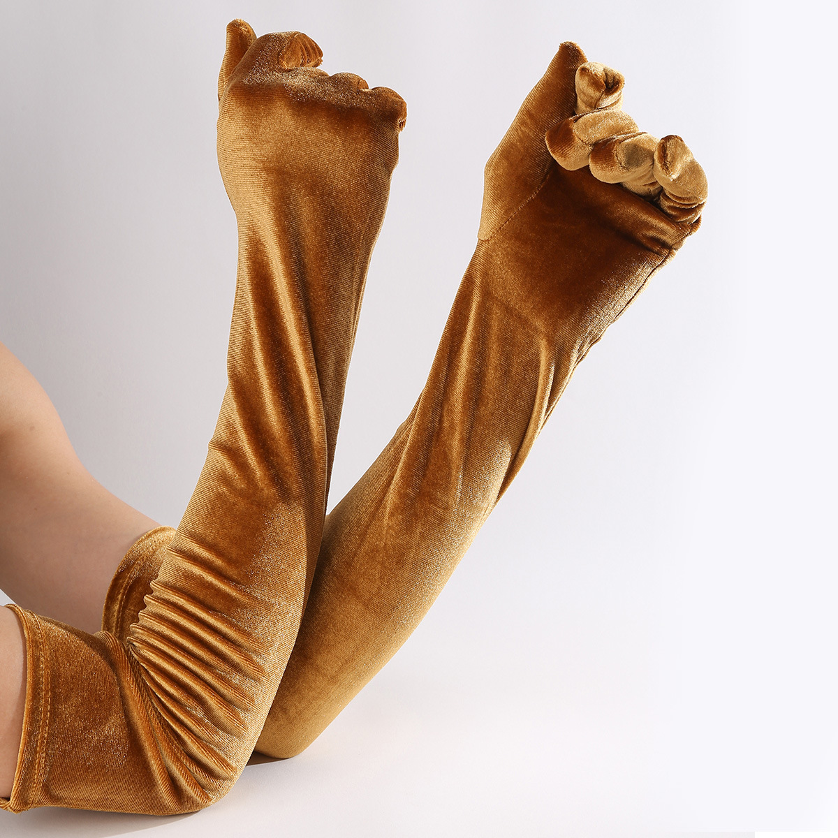 Cross-Border Velvet Stretch Evening Dress Warm Long Gloves Banquet Party Opera Velvet Gloves Long Style Prom