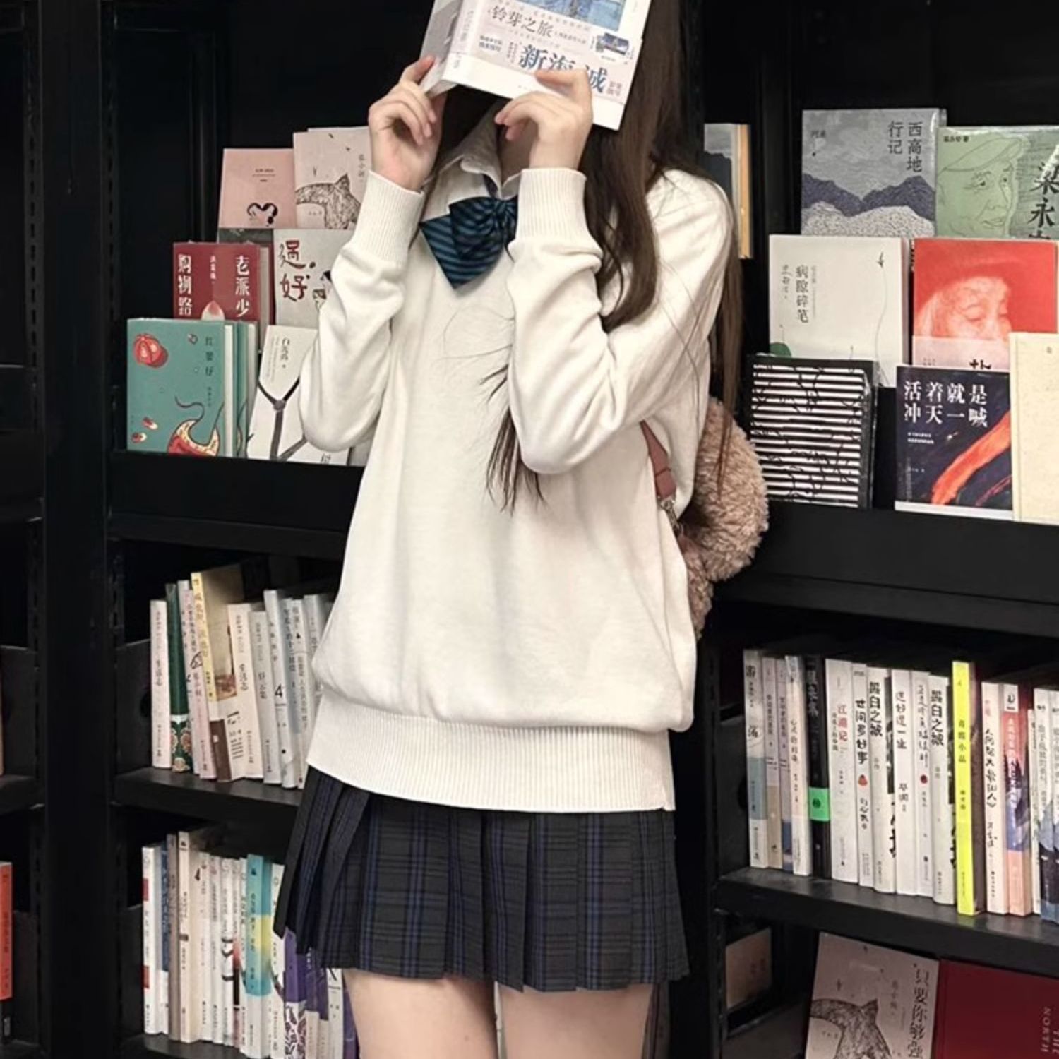 Jinjin Genuine JK Peck Skirt Autumn and Winter School-style JK Skirt Women's College-style Japanese Pleated Skirt