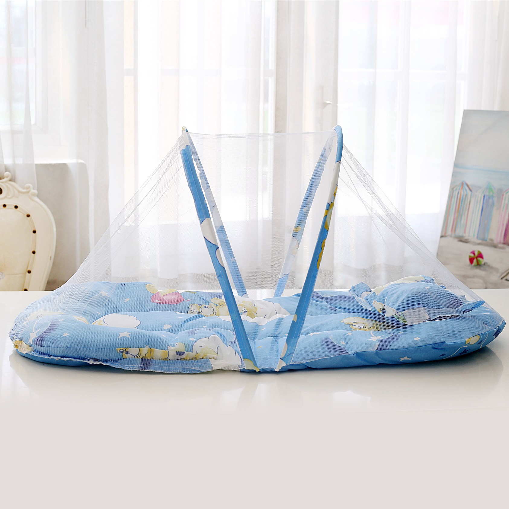 Baby mosquito net baby foldable installation-free mosquito cover cross-border full cover with cotton cushion pillow mosquito net Universal