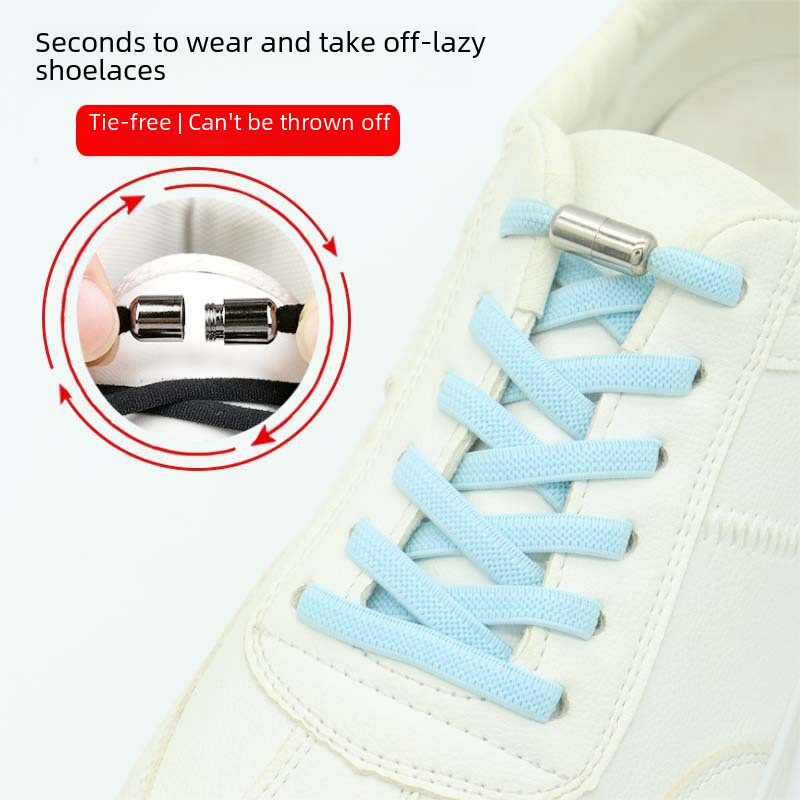 Metal Capsule Tie-free Elastic Lazy Shoelace Buckle Tie-free Elastic Flat Shoelace Alloy Elastic Mesh Shoelace