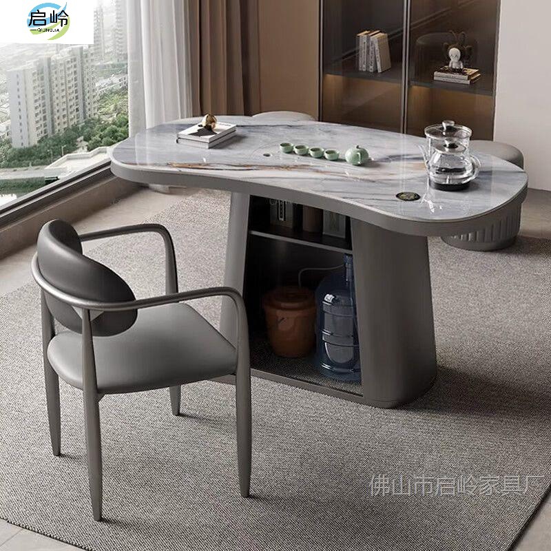Ql Slate Tea Table Small Apartment Balcony Tea Table and Chair Combination Simple Household Kettle Embedded Integrated Tea Making