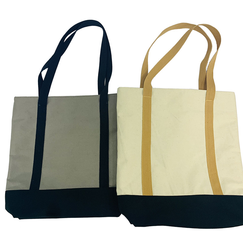 Customized Korean Style New Large Capacity Zipper Canvas Large Bag Simple Style Women's Shoulder Bag Casual Tote Bag