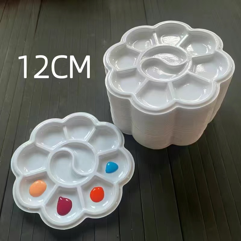 Одноразовая палитра для гуаши, белая палитра в форме цветка сливы, упаковка для художественных материалов