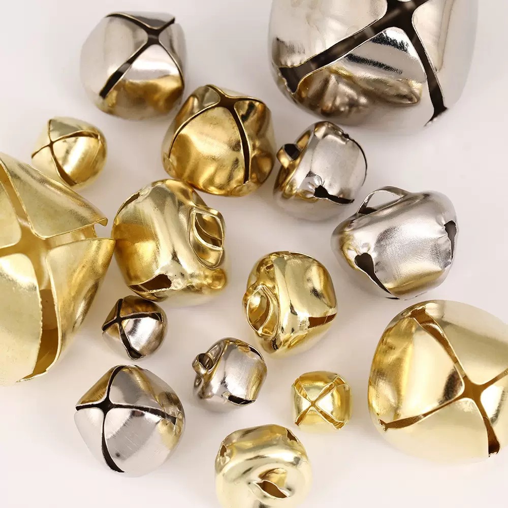 Factory Direct Sales Cross Opening Bell Metal Brass Color Christmas Decoration Pet Bell Water Plating Accessories Pendant