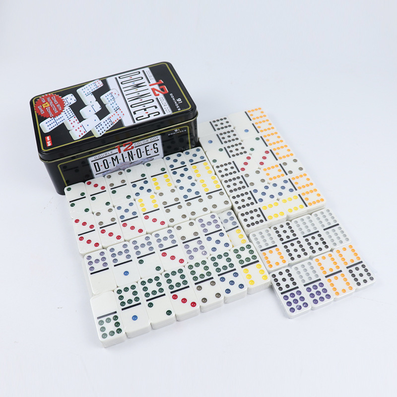 Foreign Trade Supply of Double Twelve Mino Brand 91 Iron Box Bone Brand Domino Kidsren's Educational Building Block Toys