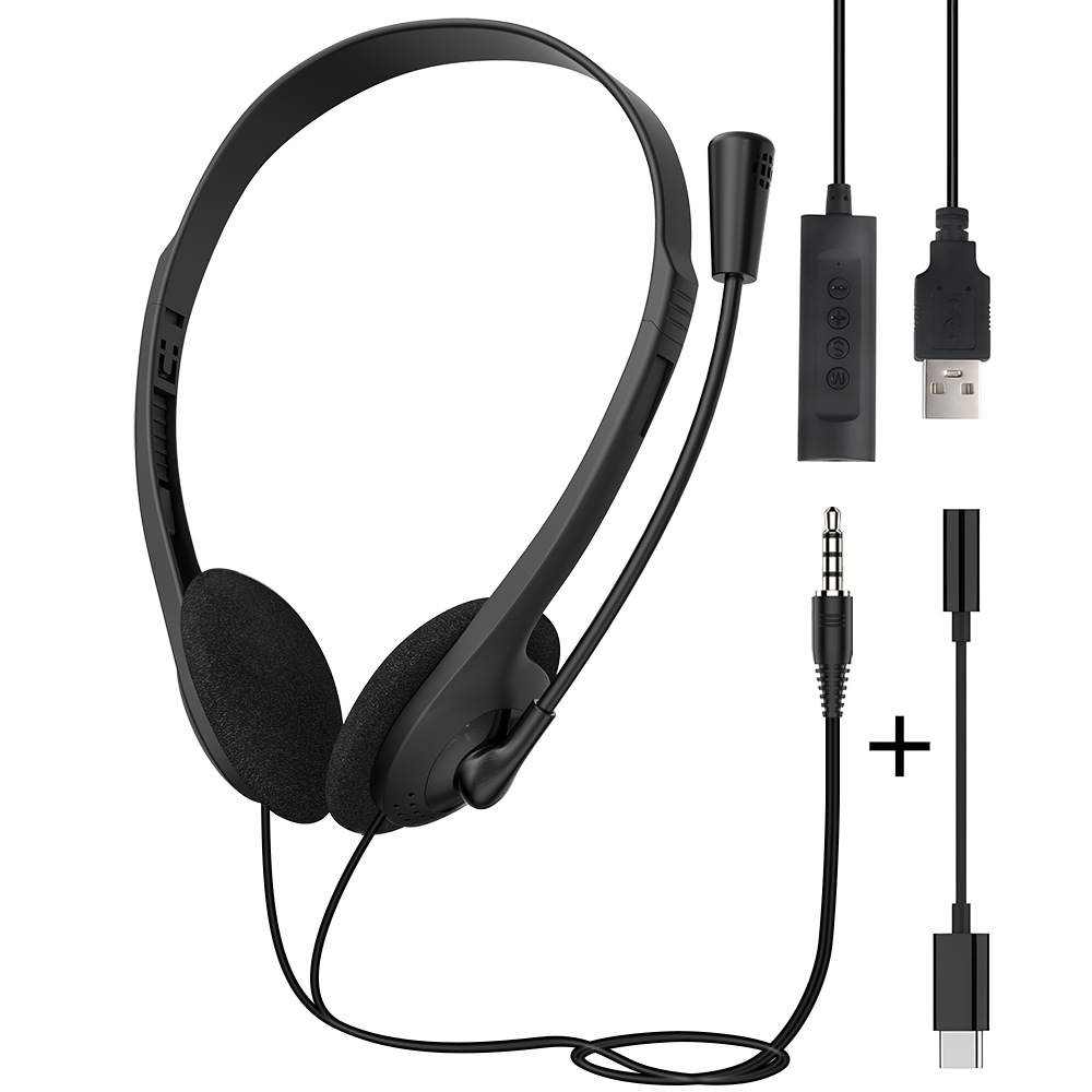 Popular Cross-Border USB Computer Headset Online Class Listening Noise Reduction 3.5 Interface Headset Business Call Headset