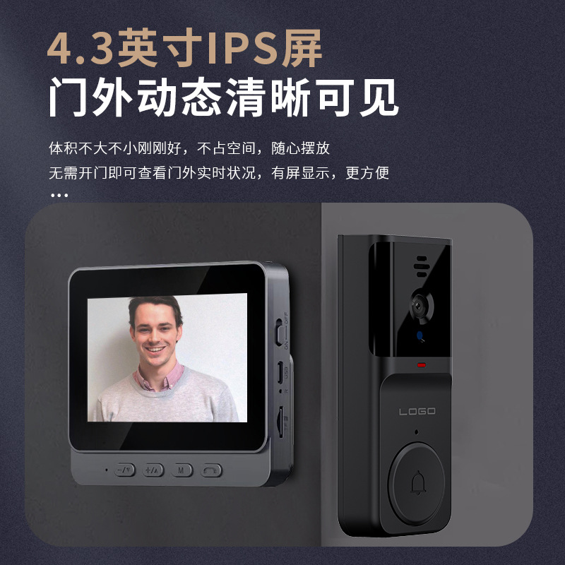 Cross-Border High-Definition Smart Wireless Video Doorbell Large Screen Home Two-Way Intercom Video Surveillance M16 Smart Doorbell