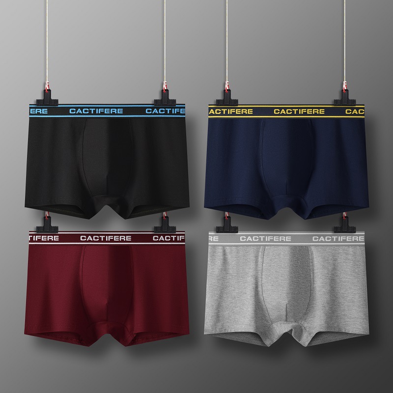 Men's underwear cotton breathable mid-waist boxers new large size Boys boxed shorts head manufacturers wholesale