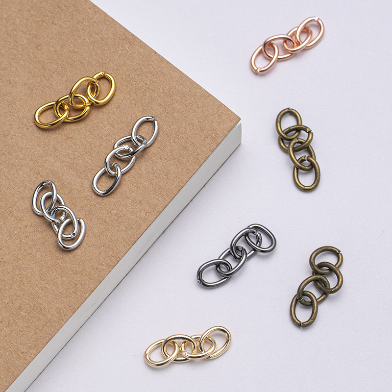 Colorful Electroplated Four-Section Chain Key Ring Connecting Chain Extension Chain Chain DIY Jewelry Accessories 4-Section Chain Metal Woven Chain