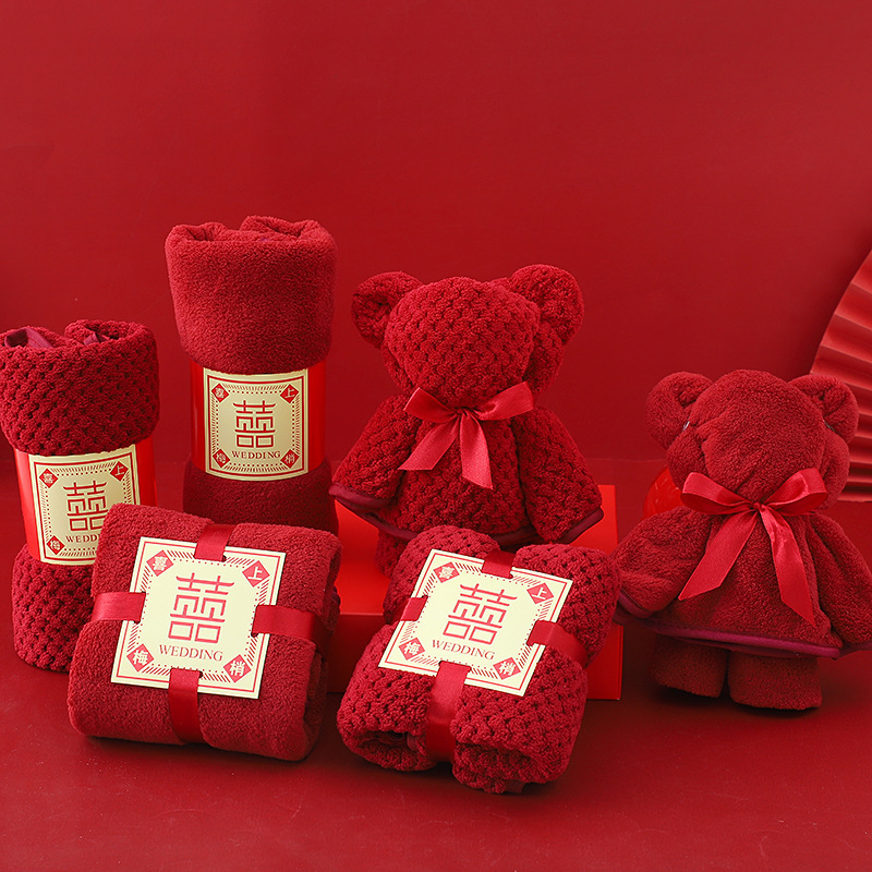 Свадебный подарок для спутника, красное полотенце, оптовая продажа, подарок на помолвку, подарок на полнолуние, полотенце из кораллового флиса