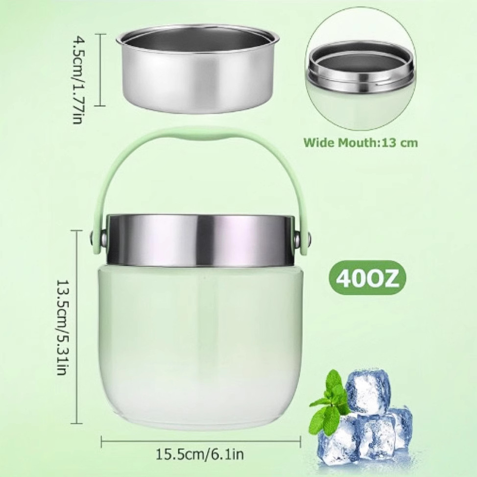 Cross-Border Amazon Insulated Lunch Box Insulated Bucket Lunch Box 24-Hour Extra Long Insulated Lunch Bucket Office Worker Insulated Lunch Box