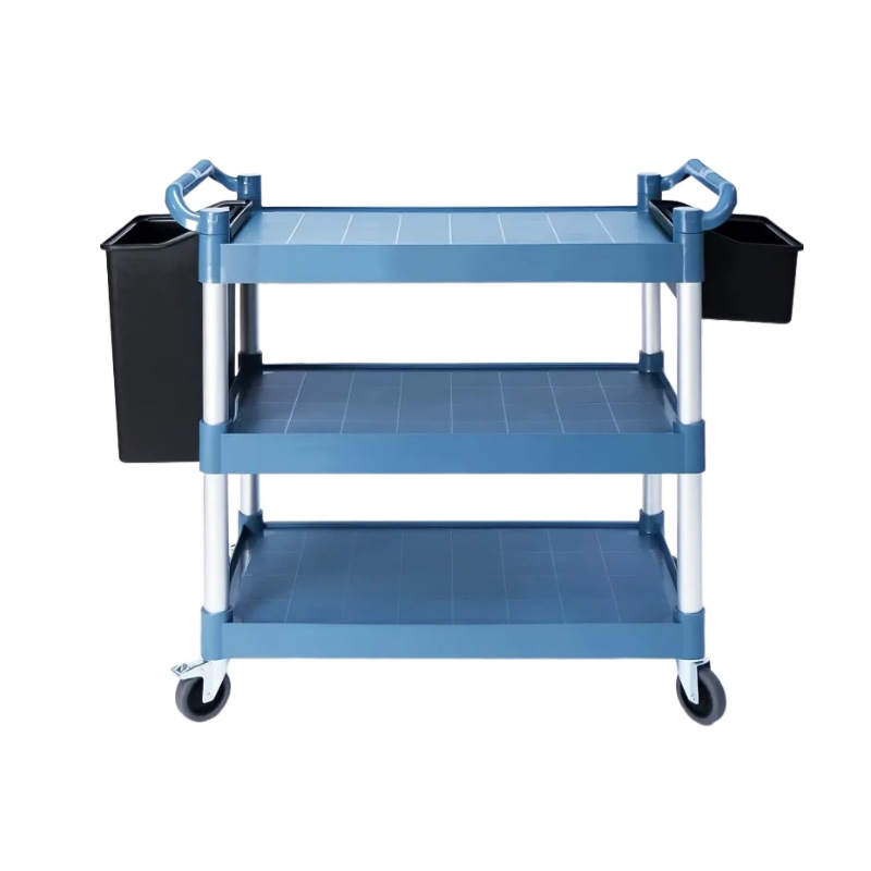 Three-Layer Thickened Dining Cart, Bowl Collection Cart, Restaurant Trolley, Mobile Hotel Commercial Push Cart for Serving Meals and Clearing Tables