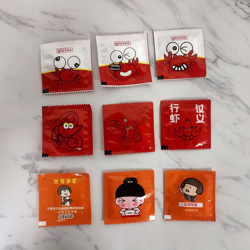 Disposable Gloves Plastic Transparent Thickeneded Durable Food Grade Foodie Crab Lobster Creative Packaging