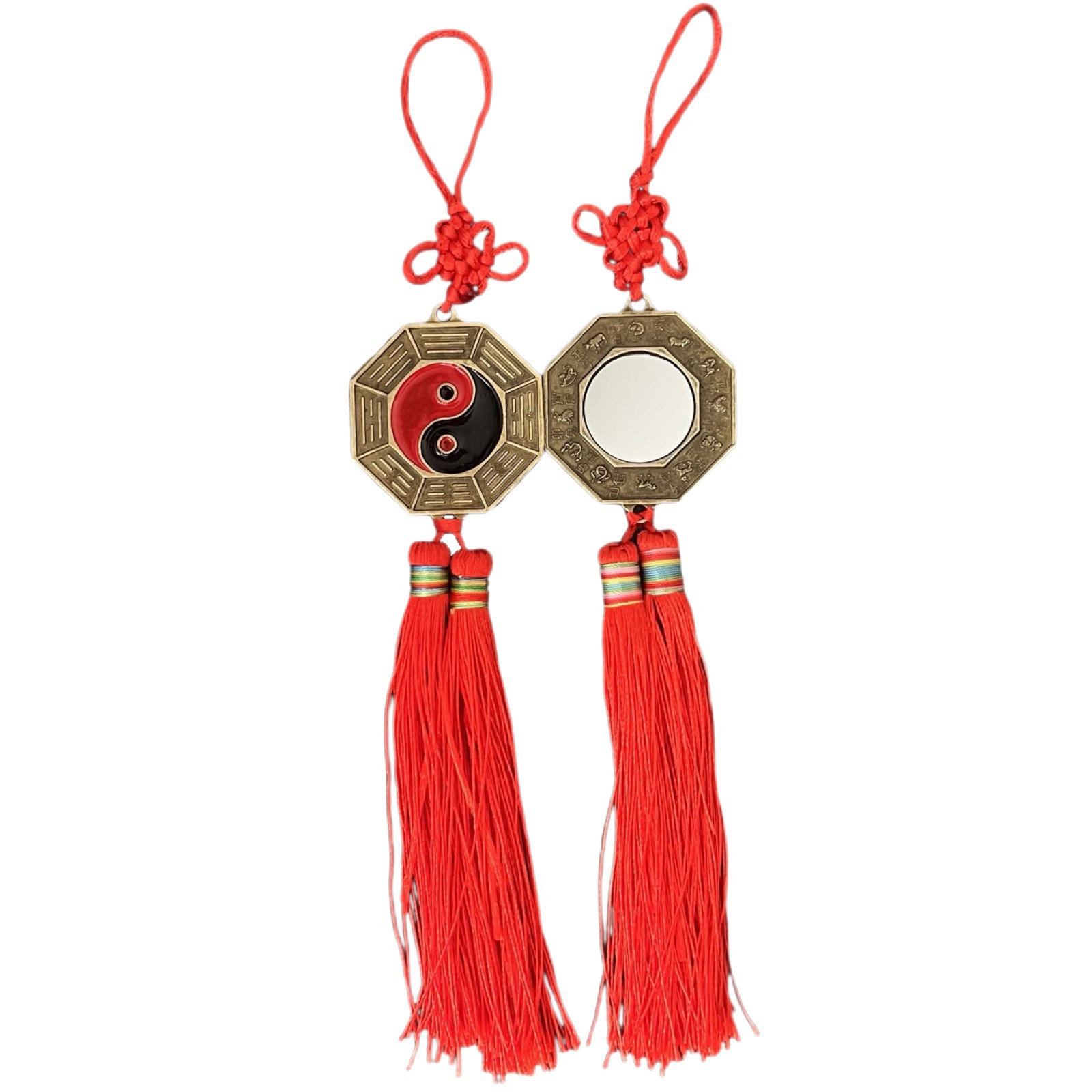 Wholesale Colorful Square Yin and Yang Bagua Mirror Pendant Twelve Zodiac Temple Feng Shui Wedding Home Antique Pendant