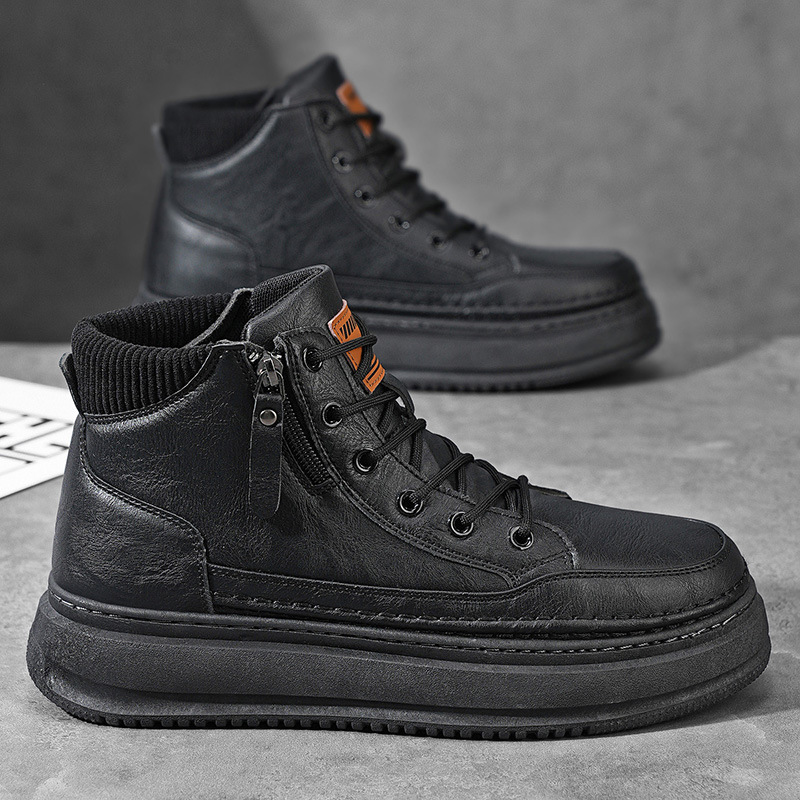 Popular Men's Shoes 2025 New Outdoor Hiking Casual Boots Men's Autumn and Winter Shoes Men's Trendy Shoes Thick-Soled High-Top Shoes