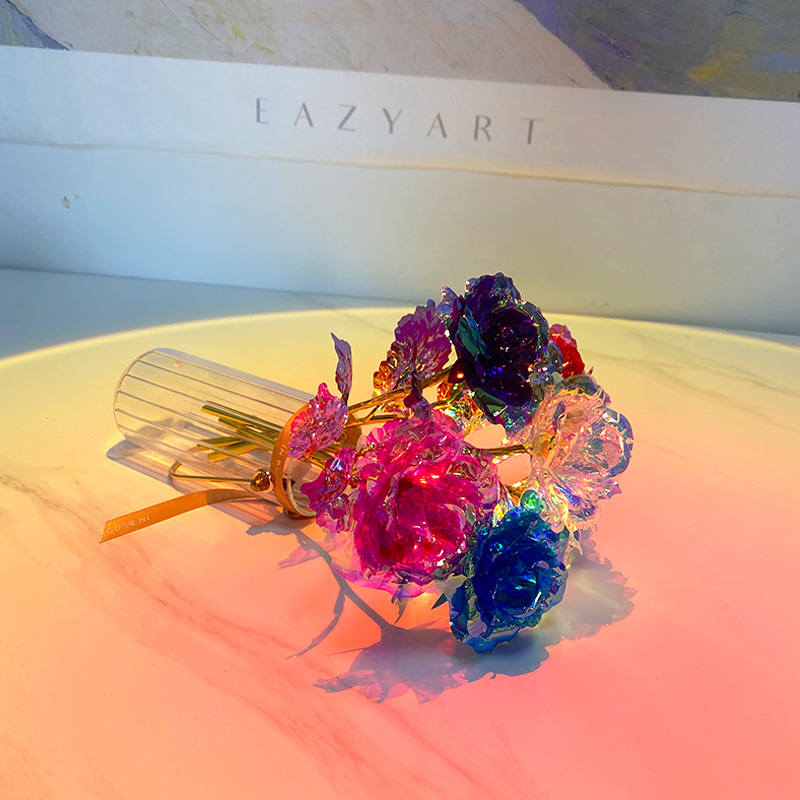 Valentine's Day Gift 24k Color Gold Rose Pushing Activity Small Gift Wholesale Simulation Flower Mother's Day Gift