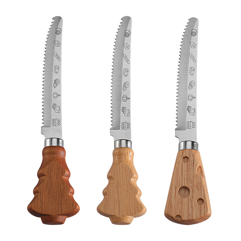 Factory Ready-Made Creative Christmas Tree Handle Steak Knife Stainless Steel Western Food Knife Steak Knife Baking Toast Bread Knife