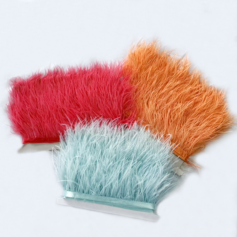 In Stock 7-9cm Ostrich Feather Trim Colorful Ostrich Feathers Dress Performance Accessories DIY Decorative Feather Trim