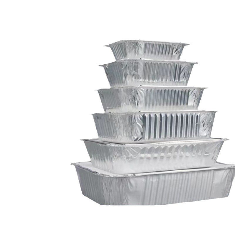 Disposable Food Grade Barbecue Tinfoil Box Rectangular Tinfoil Packaging Box with Lid Commercial Grilled Fish Tinfoil Tray Wholesale