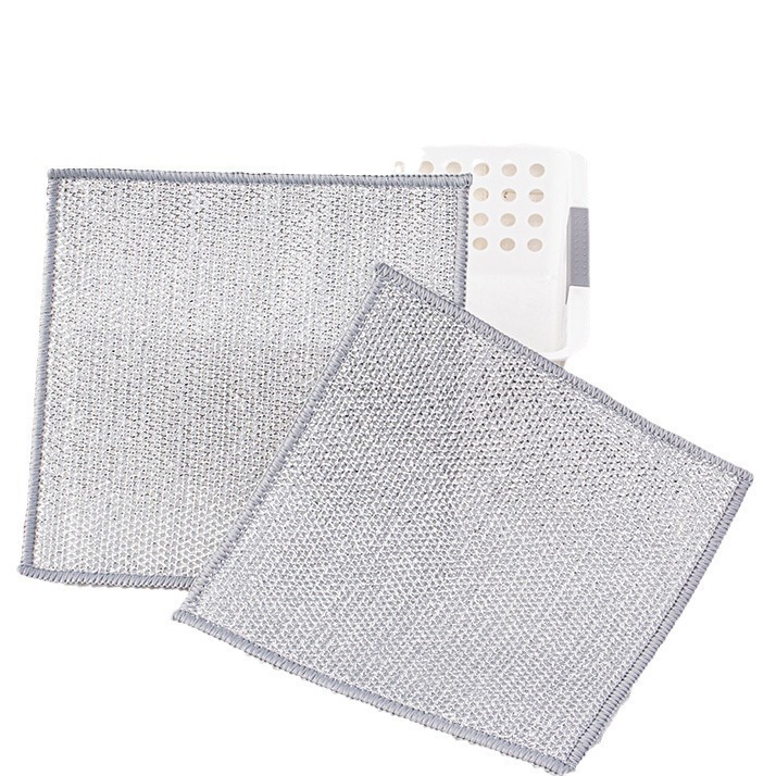 Soft, delicate, tough and durable high-quality silver silk dishcloth dishwashing cloth oil-free steel wire dishwashing cloth polyester cloth