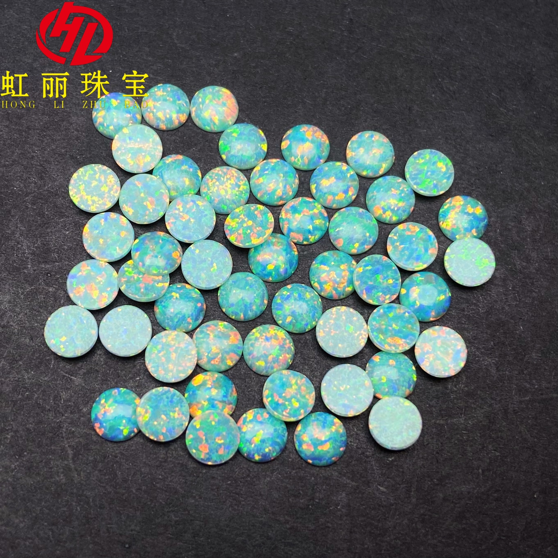 Synthetic Opal Round 5mm Flats Bottom Plain Loose Stone Artificial Opal Opal Opal DIY Jewelry Accessories