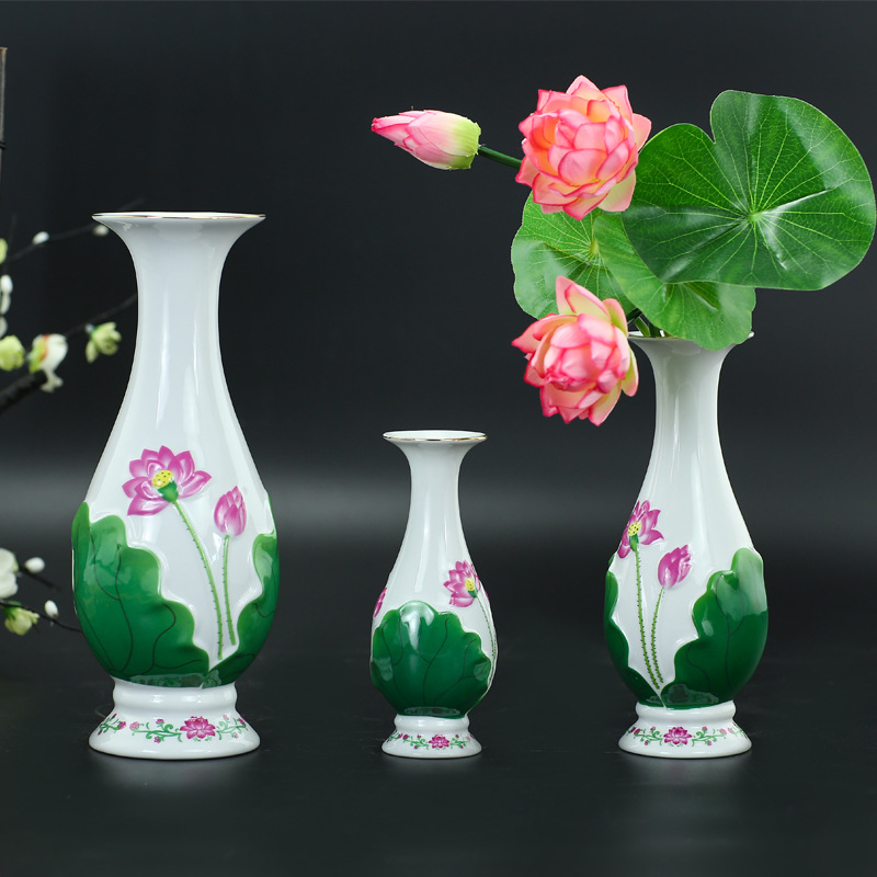 Ceramic Living Room Buddha Vase Guanyin Water Purification Bottle Lotus Vase Home Decoration Flower Arrangement in Front of Buddha Simple Vase