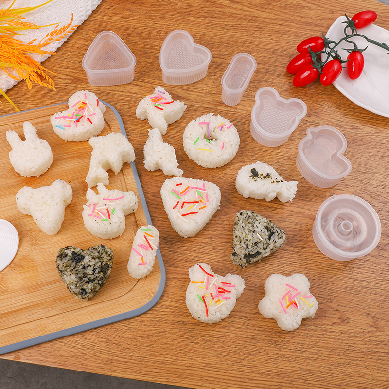 Transparent Five-Piece Rice Ball Mold Triangle Warship Kidsren's Cartoon Sushi Special Tool Rice Lunch Box Mold Set